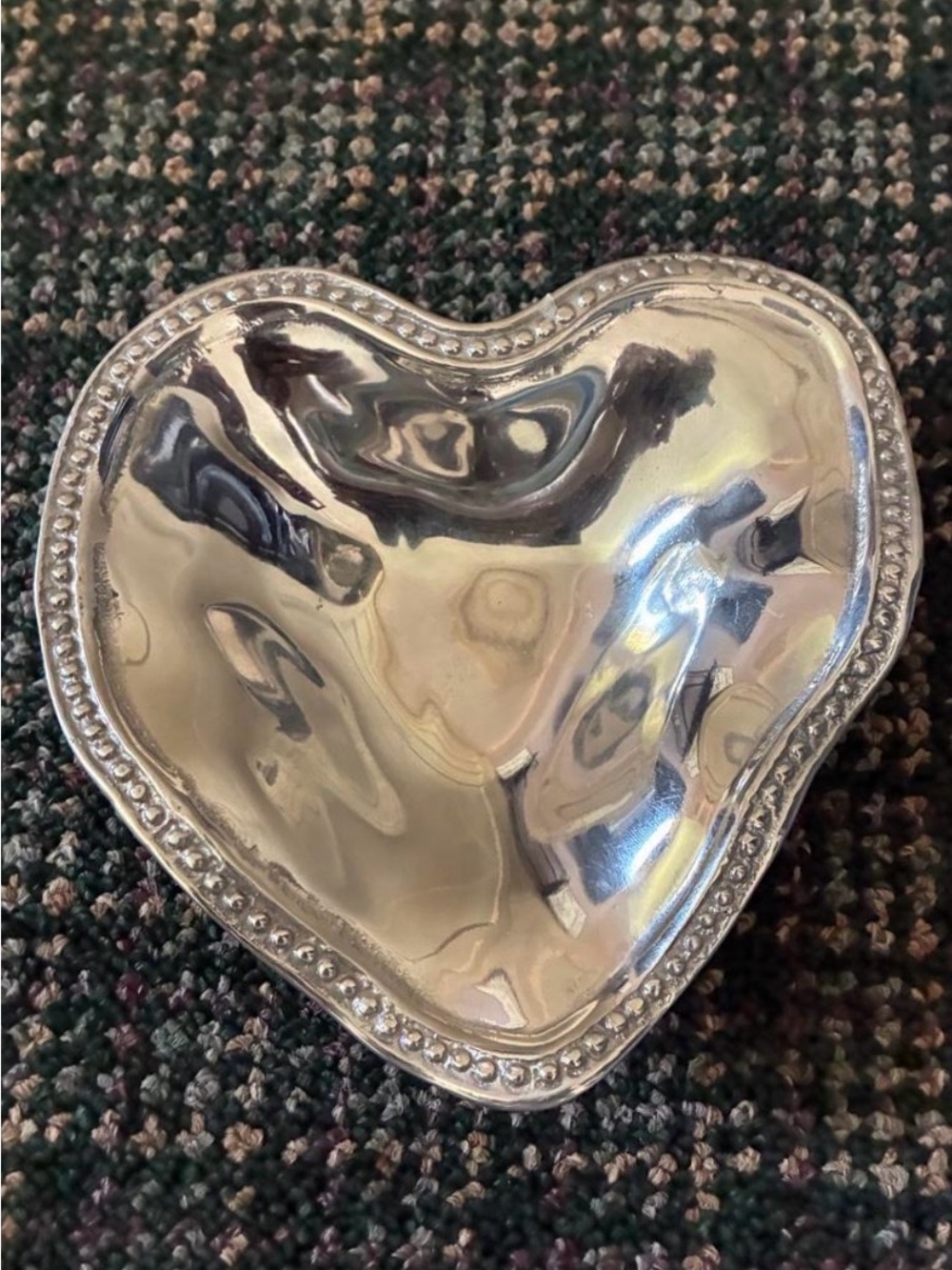 Heart-Shaped Decorative Trinket Dish - Silver